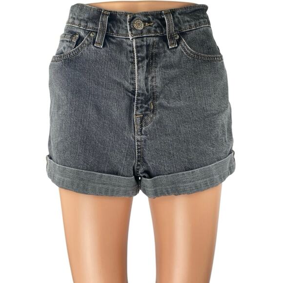 Urban Outfitters BDG Black Washed High Rise Cuffed Denim Jean Shorts Size 26 - Picture 1 of 5